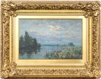 Lot 182 - Manner of George Turner, River landscape, oil...