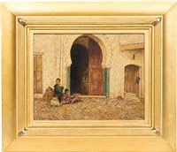 Lot 189 - Mortimer L. Menpes, 'Outside The Mosque', oil...