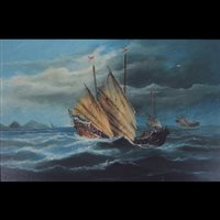 Lot 196 - Lee-Cheong, Junks in a storm and wrecked Junks,...