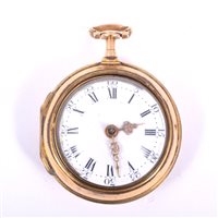 Lot 59 - George III pair-cased pocket watch, white...