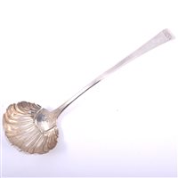 Lot 68 - George II silver soup ladle, maker's mark...