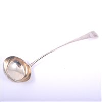 Lot 69 - George III silver soup ladle, Richard Crossley,...