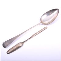 Lot 70 - George II silver marrow scoop, Ebenezer Coker,...