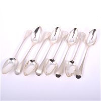 Lot 71 - Set of eight George III silver table spoons,...