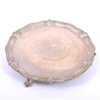 Lot 73 - George III silver circular waiter, John Crouch...