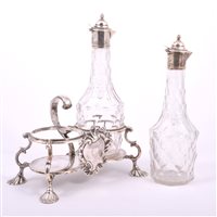 Lot 82 - George II silver bottle frame, Samuel Wood,...