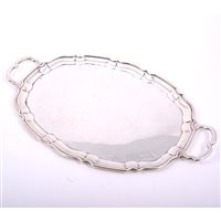 Lot 88 - Oval silver tea tray, William Batt & Sons Ltd.,...