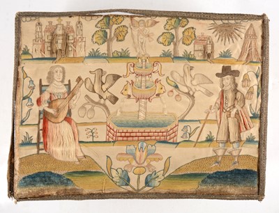 Lot 153 - A Charles II flat silkwork casket