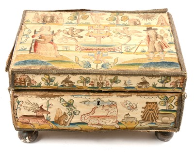 Lot 153 - A Charles II flat silkwork casket