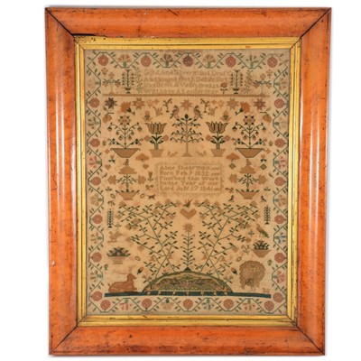 Lot 149 - A Victorian needlework sampler, Alice Shearman, born Feb 9, 1832