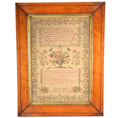 Lot 150 - A William IV needlework sampler, Mary Jane Burtwell, March 20th 1833