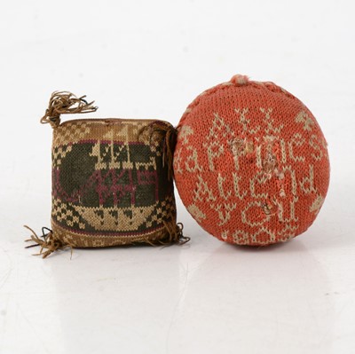 Lot 146 - A small needlework pin cushion, and another