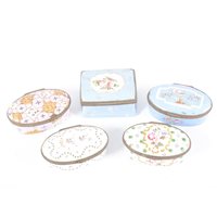 Lot 23 - Oval enamelled box, probably Bilston, late...