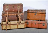Lot 230 - Five large vintage travelling trunks.