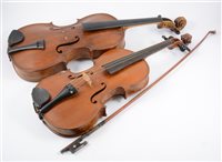 Lot 97 - A violin with one piece maple back, circular...