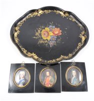 Lot 178 - Victorian papier-mache plate, painted floral...