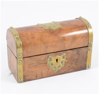 Lot 103 - Victorian walnut scent bottle casket, domed...