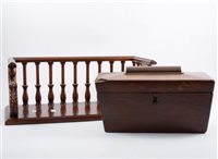 Lot 166 - Walnut book rack, made in the Regency style, and a tea caddy