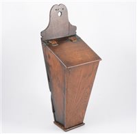 Lot 164 - Georgian oak candle box, tapering form, 51cm.