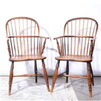 Lot 334 - Pair of late Victorian elm and ash Windsor...