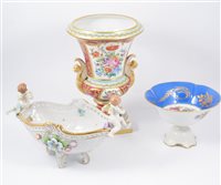 Lot 55 - Le Tallec French porcelain campana shape vase; Limoges boxes, and other porcelain.