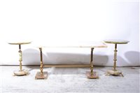 Lot 351 - A pair of onyx pedestal tables, and an onyx and brass coffee table.