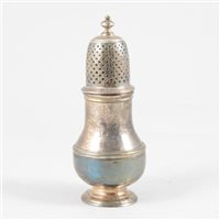 Lot 80 - Small George II silver baluster-shape caster, maker's mark T?, London, 1733.