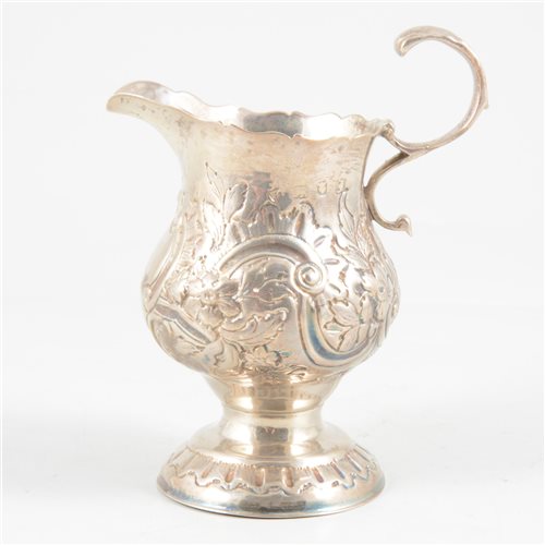 Lot 76 - George III silver helmet-shape cream jug, maker's mark M?, London, 1764.