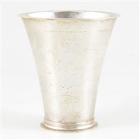 Lot 1 - Scandinavian silver beaker, marked N DAHL, possibly Danish, probably 18th century.
