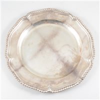 Lot 70 - George III Irish silver dinner plate, John Culderwood, Dublin, circa 1760.