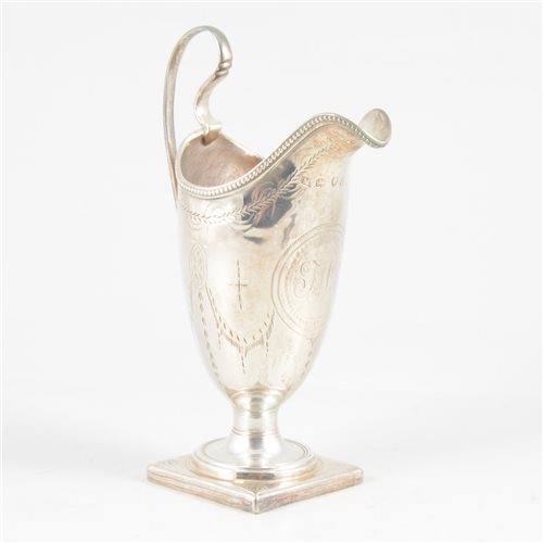 Lot 77 - George III silver helmet-shape cream jug, John Merry, London, 1789.