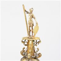 Lot 24 - Gilt metal 'steeple' cup and cover, probably central European, in part 18th century.