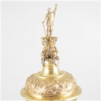 Lot 24 - Gilt metal 'steeple' cup and cover, probably central European, in part 18th century.