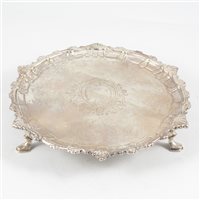 Lot 111 - George III Irish silver waiter, perhaps John Laughlin of Dublin, circa 1780