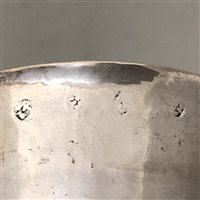 Lot 96 - Two handle silver porringer, maker's mark WR over goose, late 17th or early 18th century.