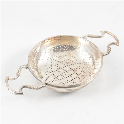Lot 92 - George II silver strainer, maker's mark unclear, London, probably 1742.