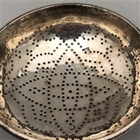 Lot 92 - George II silver strainer, maker's mark unclear, London, probably 1742.