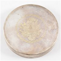 Lot 58 - Russian silver circular box, maker's mark GL, Moscow ,1722.