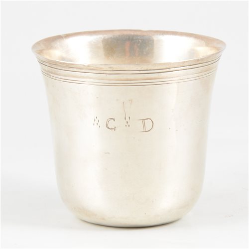Lot 37 - French silver beaker, maker's mark PBG, 18th Century.