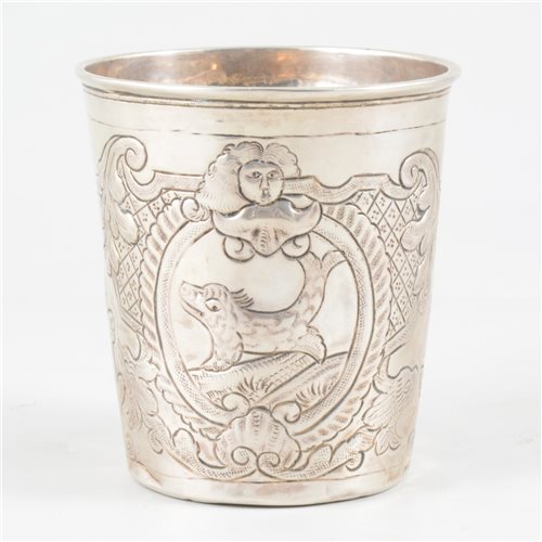 Lot 60 - Russian silver beaker, possibly Timofye Siluyarnov, Moscow, circa 1800.