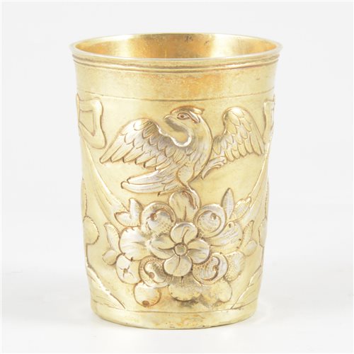Lot 62 - Russian silver gilt beaker, Alderman Fyodor Petrov, Moscow, circa 1780.