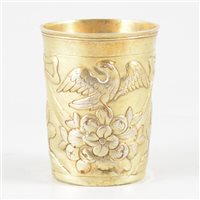 Lot 62 - Russian silver gilt beaker, Alderman Fyodor Petrov, Moscow, circa 1780.