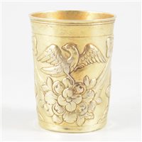 Lot 62 - Russian silver gilt beaker, Alderman Fyodor Petrov, Moscow, circa 1780.