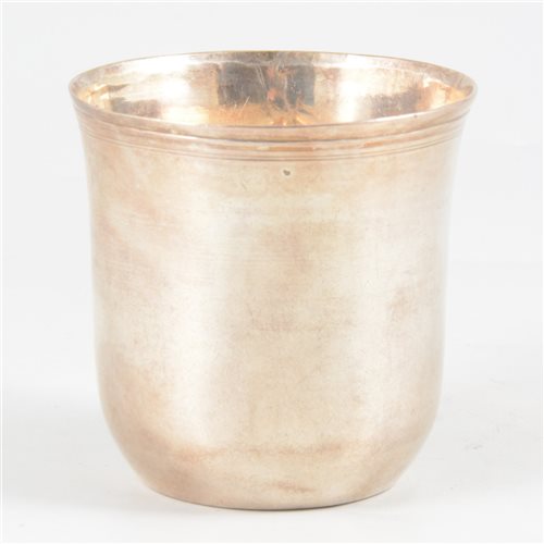 Lot 39 - French silver beaker, maker's mark PT over I, Orleans, circa 1770-1780.