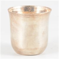 Lot 39 - French silver beaker, maker's mark PT over I, Orleans, circa 1770-1780.