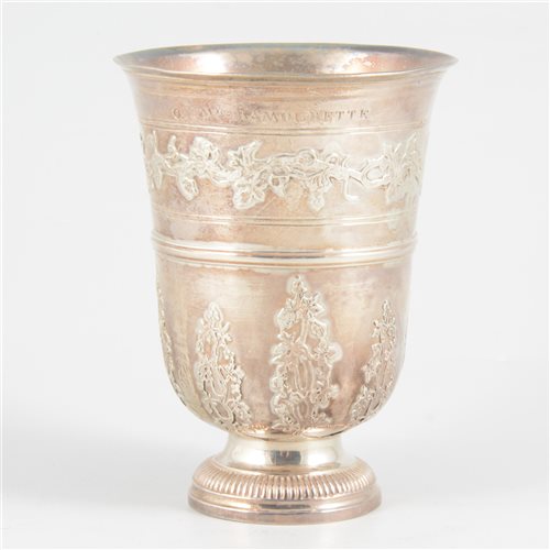 Lot 40 - French silver bell-shape pedestal beaker, 18th century.