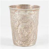 Lot 59 - Russian silver beaker, possibly Anders Zaitsev, Moscow, 1746.