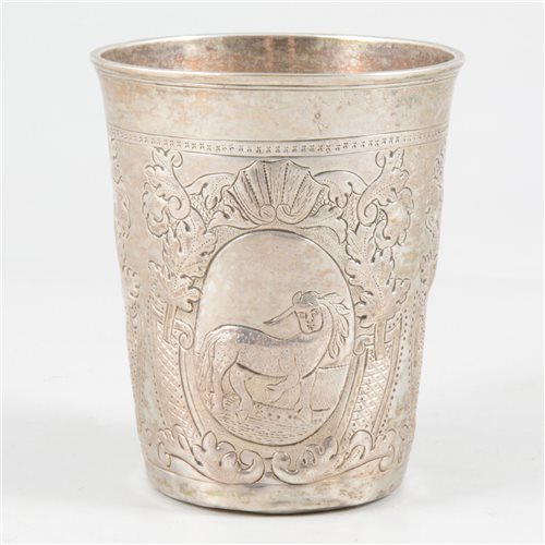 Lot 59 - Russian silver beaker, possibly Anders Zaitsev, Moscow, 1746.