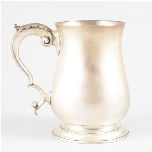 Lot 100 - George III silver baluster mug, Francis Crump,  London, probably 1763.