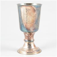 Lot 121 - Britannia Standard Queen Anne chalice, maker's mark GA over cross (Garthorne?), London, 1708.